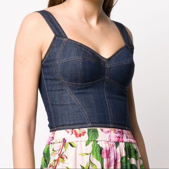 Dolce and Gabbana cropped denim corset top - Picture 5 of 8
